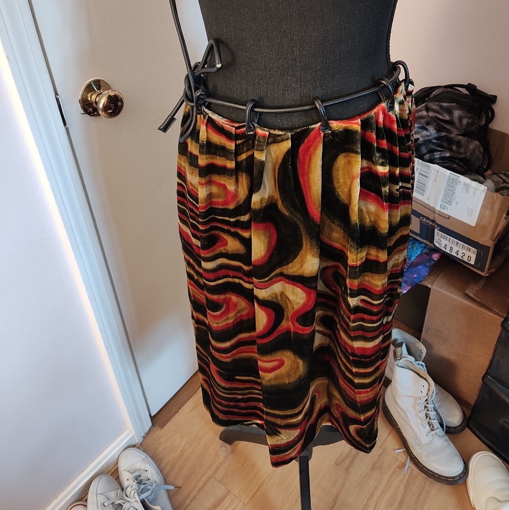 1999 Gucci By Tom Ford Abstract Velvet Skirt